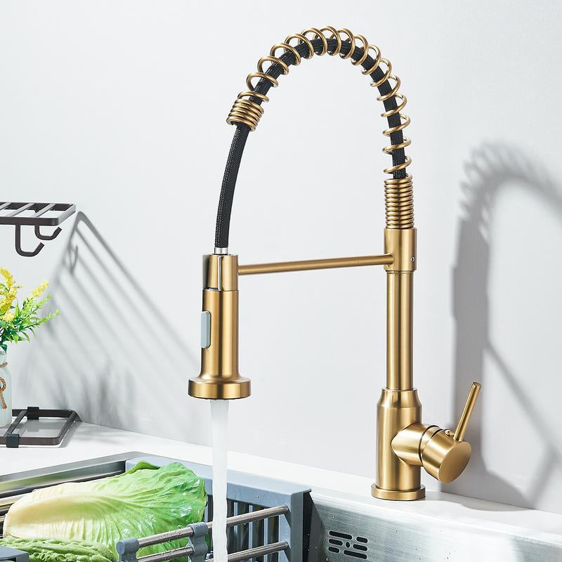 Senlesen Kitchen Faucets, Brushed Nickel Commercial Kitchen Faucet with Pull down Sprayer, Stainless Steel Kitchen Sink Faucets for 1 Hole, Single Handle Faucet for Sink Farmhouse Rv