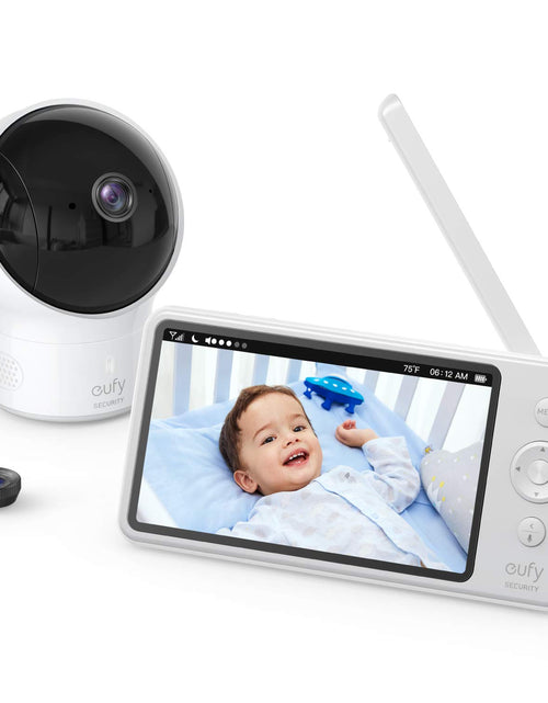 Load image into Gallery viewer, eufy Security Spaceview Video Baby Monitor E110 with Camera and Audio Security Camera 720p HD Resolution Night Vision 5" Display 110° Wide-Angle Lens Included Lullaby Player Sound Alert
