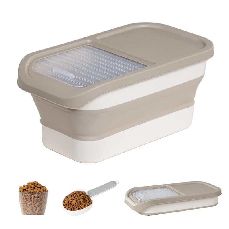 10-13Lbs Dog Food Storage Container, Folding Pet Food Container with Lids, Scoop and Measuring Cup, Pet Food Storage Containers Dry Food for Dog, Cats and Other