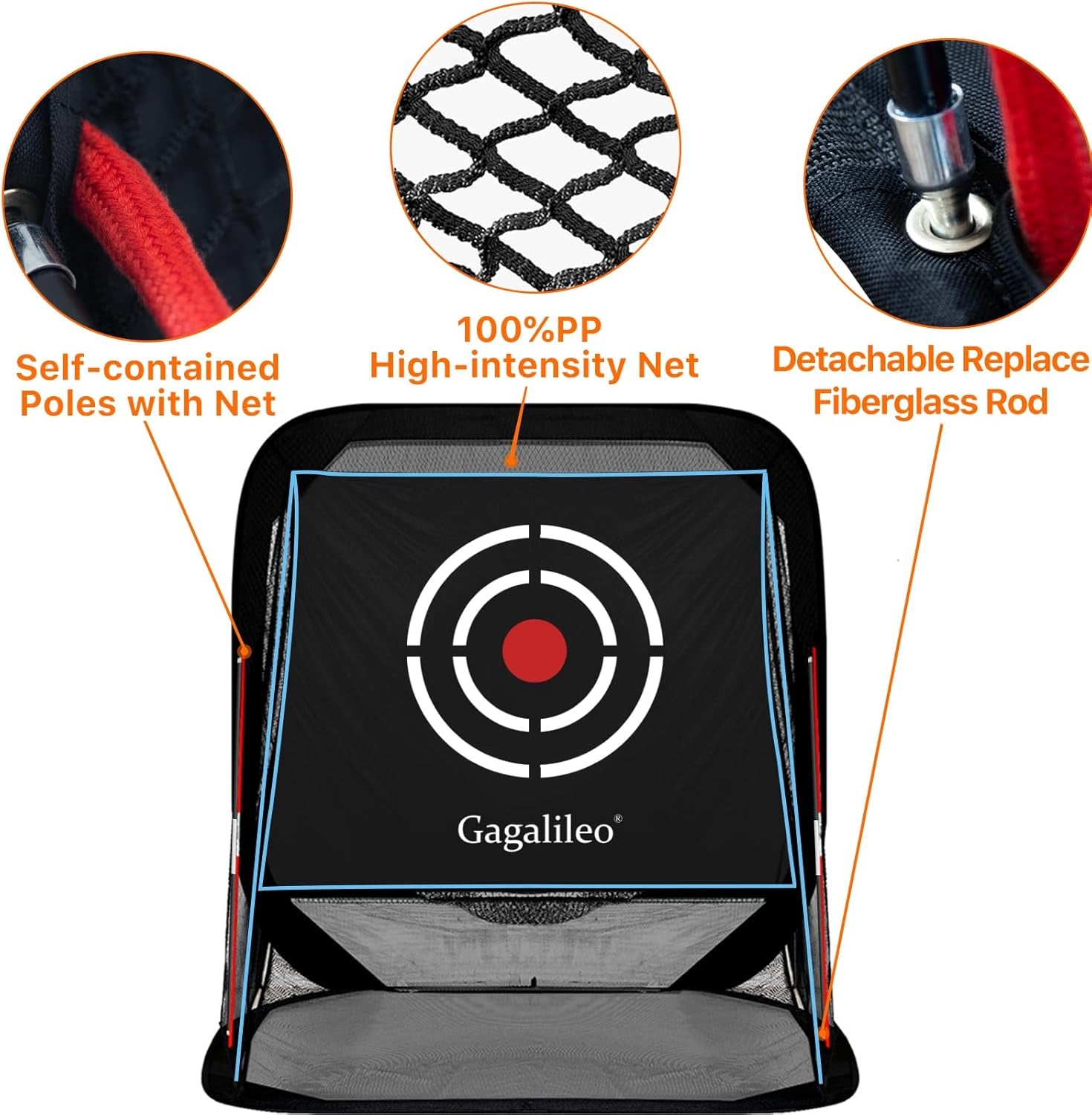 Golf Pop-Up Hitting Cage: 8X7X7Ft Practice Net with Target Portable Backyard Garage Training for Driving Chipping Swing Beginners & Golf Enthusiasts
