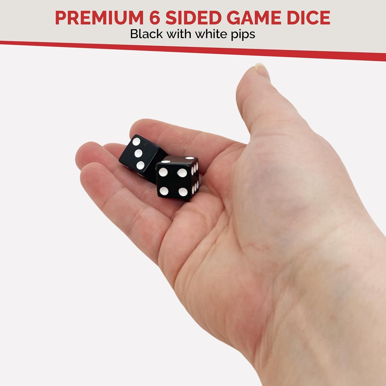 D6 Standard 16 Mm Opaque Dice with Pip Dots - 200 Pack - Black