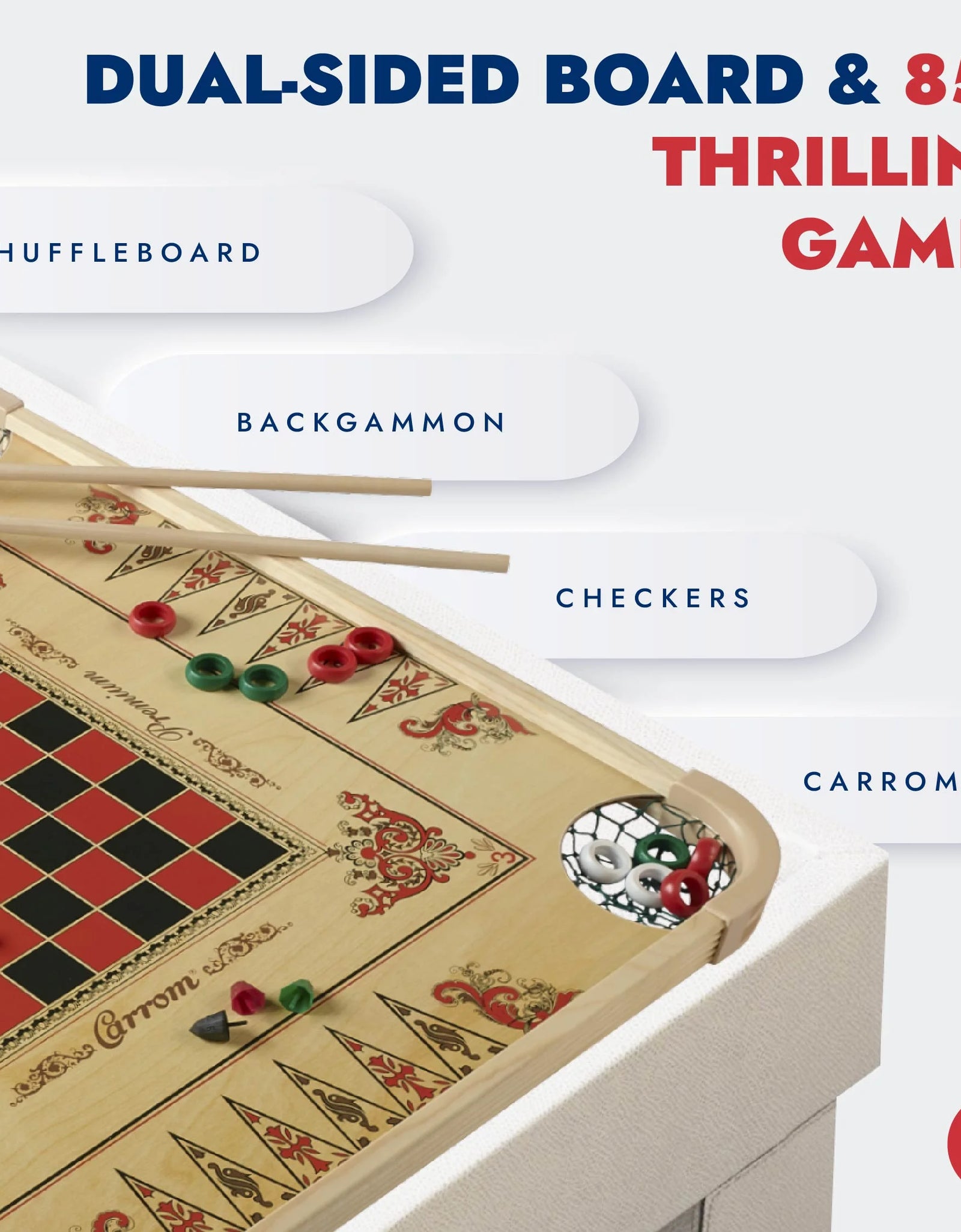 Large Board Game Set – over 100 Family Board Games for Game Nights – All-In-One Classic Board Games (28” X 28”)