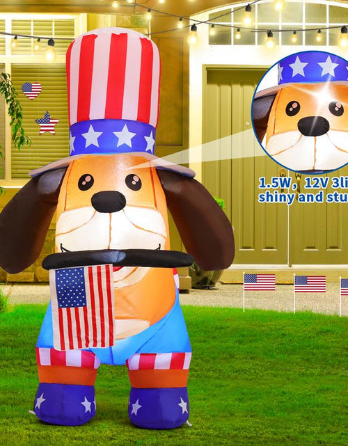 Load image into Gallery viewer, 4Th of July Inflatables 4FT Dog with American Flag Independence Day Blow up Inflatable Yard Decorations with Built-In Leds for Holiday Party Indoor Outdoor Yard Garden Lawn

