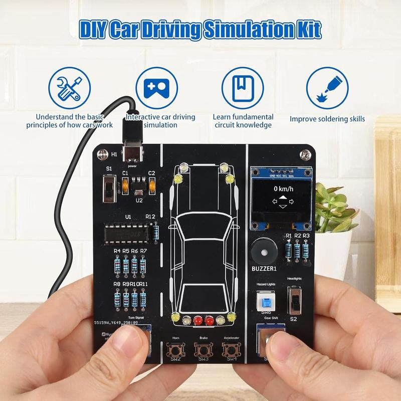 DIY Car Driving Simulation Soldering Practice Kit, STEM Electronics Project Car Driver Simulator Solder Project Kit for High School & College Students Learning
