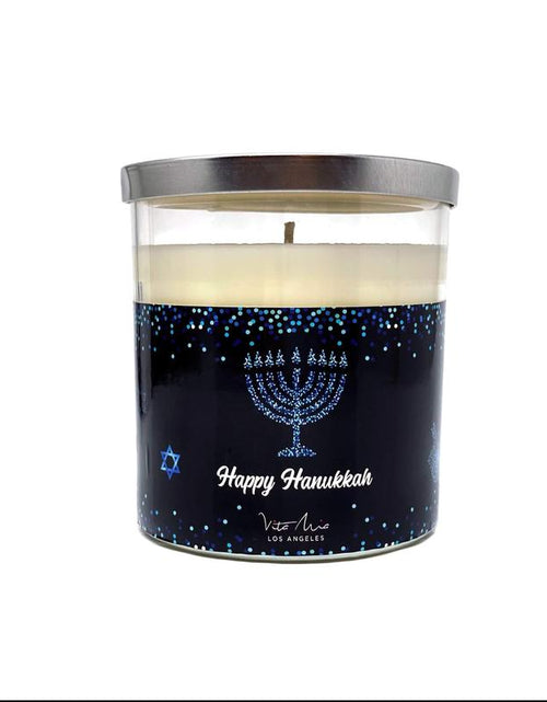 Load image into Gallery viewer, Happy Hanukkah Candle Decor Gift Glass Bean Coconut
