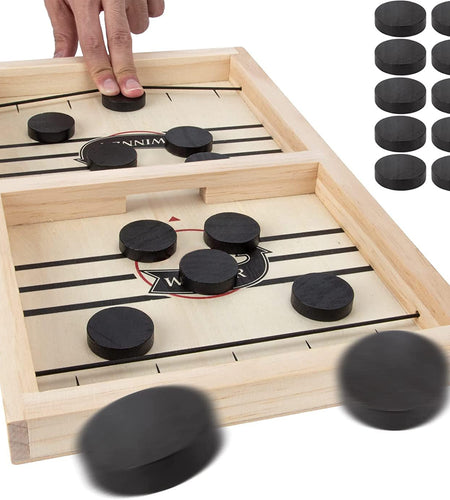 Fast Sling Puck Game Slingshot Games Toy Wooden Hockey Game Sling Puck Super Winner Board Games Toys for Adults Kids Parent-Child Interactive Chess Toy Board Table Game