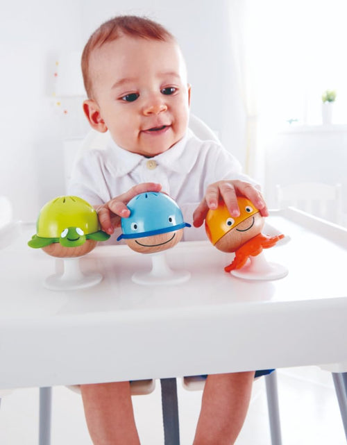 Load image into Gallery viewer, Hape Put-Stay Rattle Set | Three Sea Animal Suction Rattle Toys Baby Educational Toy Set
