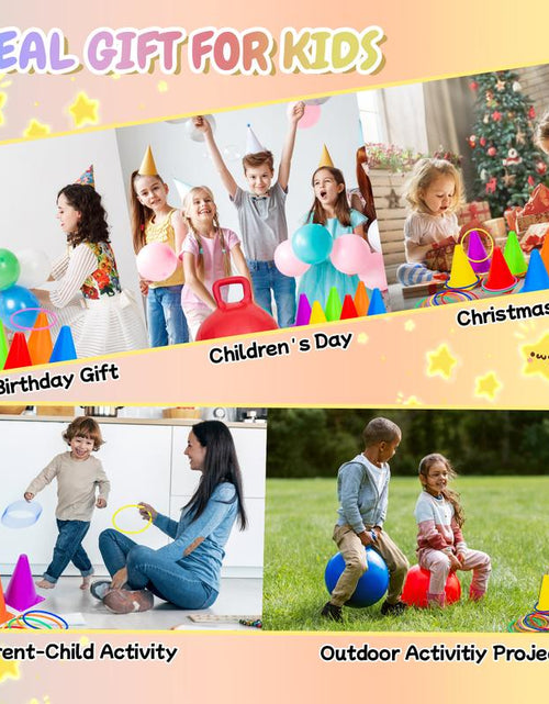 Load image into Gallery viewer, Joyspot 4 in 1 Carnival Outdoor Games Combo Set for Kids, Soft Plastic Cones Bean Bags Ring Toss Game,Gift for Kids
