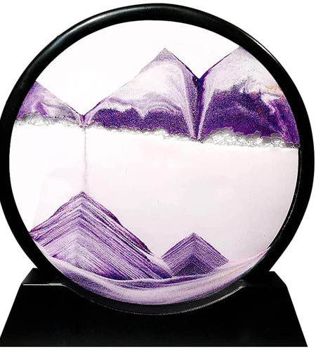 Muyan Moving Sand Art Picture Sandscapes in Motion Round Glass 3D Deep Sea Sand Art for Adult Kid Large Desktop Art Toys (Purple 7 Inch)