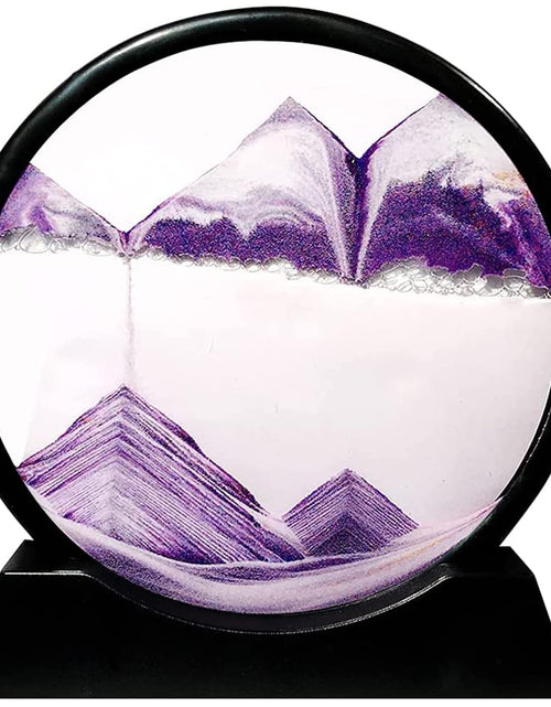 Load image into Gallery viewer, Muyan Moving Sand Art Picture Sandscapes in Motion Round Glass 3D Deep Sea Sand Art for Adult Kid Large Desktop Art Toys (Purple 7 Inch)
