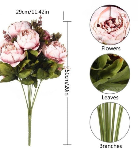 High-Quality Artificial Peony Hydrangea Bouquet Set - Ins Style Wedding, Party & Home Decor, Table Centerpiece for Living/Dining Room, Christmas/Halloween Decor, Mother'S Day Gift - Premium Fake Flowers, Artificial Flower Plant