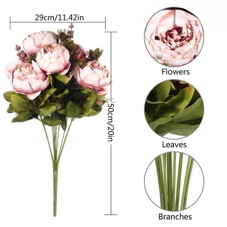 High-Quality Artificial Peony Hydrangea Bouquet Set - Ins Style Wedding, Party & Home Decor, Table Centerpiece for Living/Dining Room, Christmas/Halloween Decor, Mother'S Day Gift - Premium Fake Flowers, Artificial Flower Plant