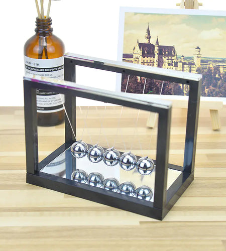Colorful Newton's Cradle with Mirror - Creative Stress Reliever