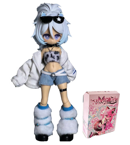 GNATAPIAY 1/12 BJD Dolls Blind BoxKawaii BJD Dolls Ten Thousand Escape Plan Series 1/12 Ball Jointed Doll Collectable Action Figure for Girls Birthday Party Gift Toys (Snow Leopard-1 Pack)