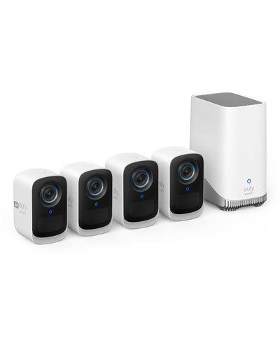 eufy Security eufyCam 3C 4-Cam Kit Security Camera Outdoor Wireless 4K Camera Expandable Local Storage up to 16TB Face Recognition AI Spotlight Color Night Vision No Monthly Fee (Renewed)