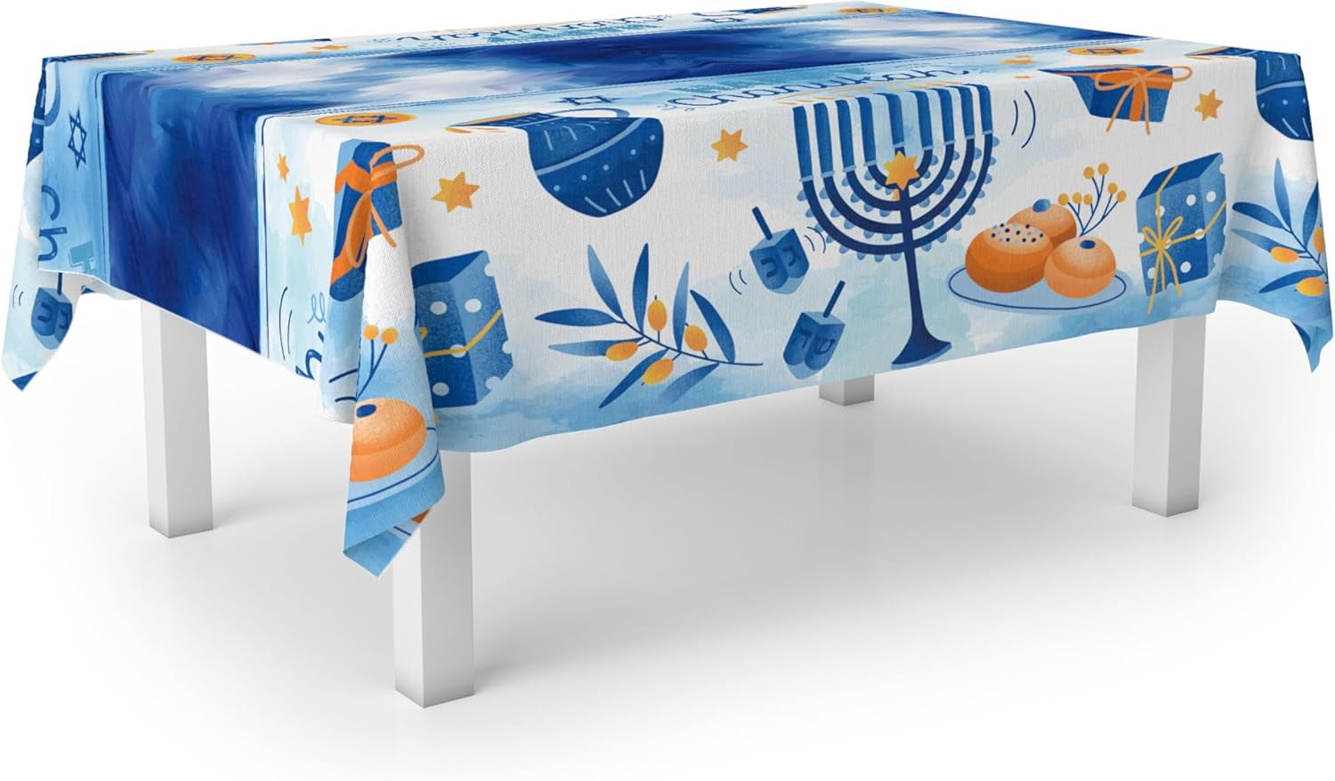 Hanukkah Tablecloth Plastic - Hanukkah Paper Goods - 55" X 92" - Blue and White Chanukah Themed Party Supplies (2-Pack)