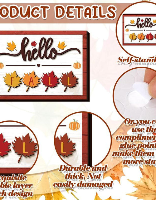 Load image into Gallery viewer, 15 Pcs Fall Tiered Tray Decor Set Hello Fall Decor Autumn Wood Signs Thanksgiving Orange Brown Table Signs Farmhouse Wooden Maple Pumpkin Gnomes Tabletop for Festival Home Decor(Autumn)
