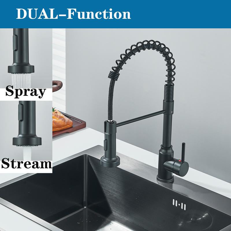 Senlesen Kitchen Faucets, Brushed Nickel Commercial Kitchen Faucet with Pull down Sprayer, Stainless Steel Kitchen Sink Faucets for 1 Hole, Single Handle Faucet for Sink Farmhouse Rv