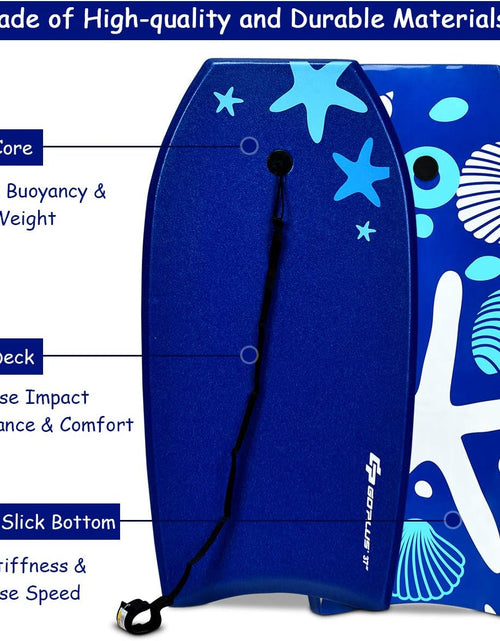 Load image into Gallery viewer, 41&#39;&#39;/37&#39;&#39;/33&#39;&#39; Lightweight Body Board for Beach, Surf Board with EPS Core, XPE Deck, HDPE Slick Bottom, Wrist Leash, Bodyboard for Kids Adults Surfing
