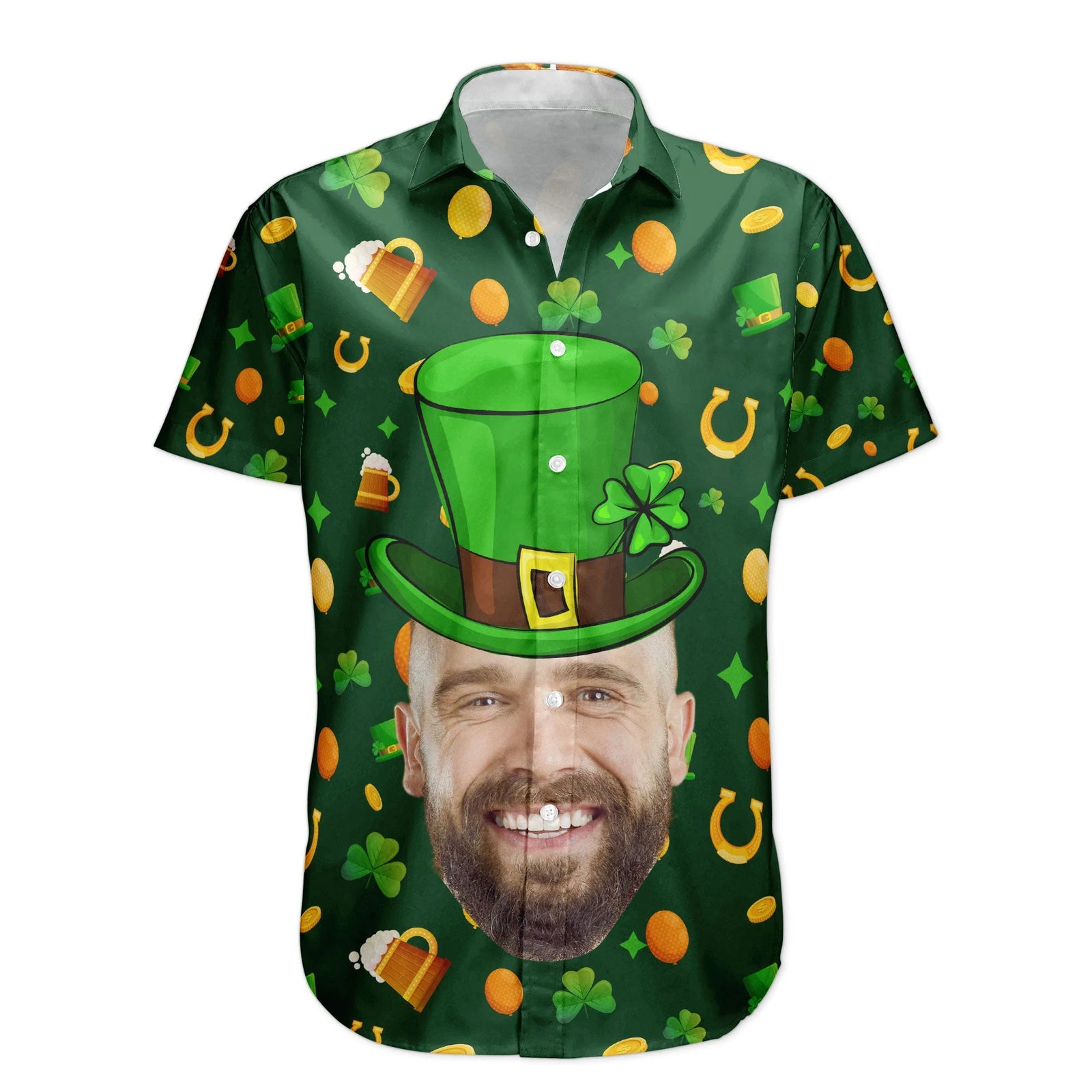 Custom Face Funny Happy St Patrick'S Day - Custom Photo Hawaiian Shirts