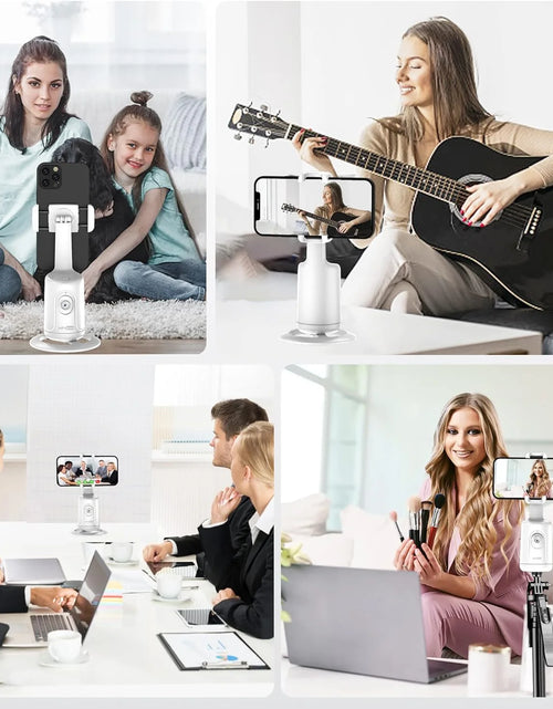 Load image into Gallery viewer, Auto Face Tracking Tripod, No App, 360° Rotation Face Body Phone Camera Mount Gesture Control, Rechargeable Battery for Vlog, Streaming, Video, Tiktok

