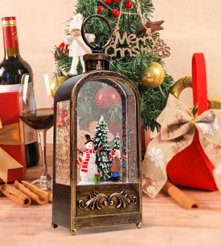 Musical Snowman Snow Globe Lantern with 8 Songs & 6H Timer for Christmas Home Decoration Gifts