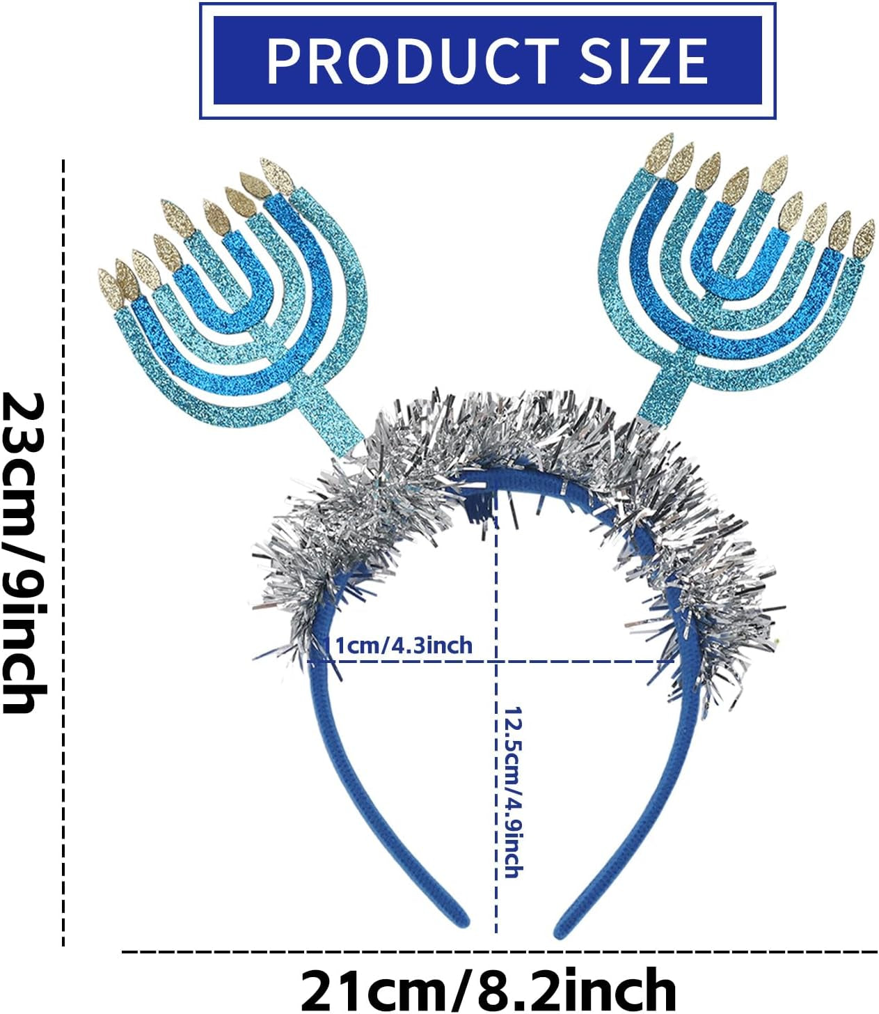 Hanukkah Headbands Diwali Headband - Blue with Sparkling Ribbon Design Hanukkah Headband Hair Hoop Party Decoration Costumes Accessories