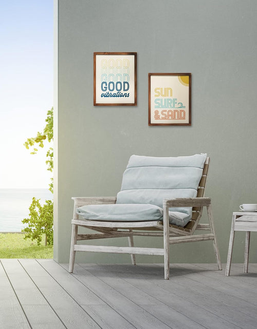 Load image into Gallery viewer, Good Vibrations Framed Wood Wall Decor - Retro Vibe Wall Art for Bedroom, Living Room or Beach House
