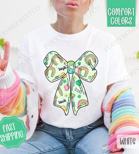 Lucky Charm Bow St Patrick Shirt Comfort Colors, St Patrick'S Day Women'S Tee, Cute Women'S Tshirt