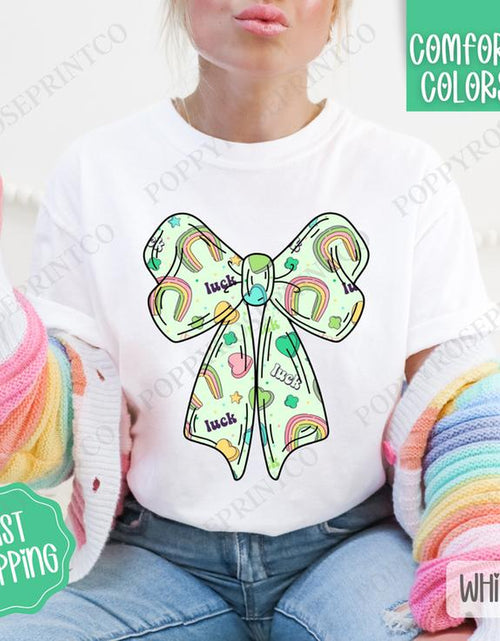 Load image into Gallery viewer, Lucky Charm Bow St Patrick Shirt Comfort Colors, St Patrick&#39;S Day Women&#39;S Tee, Cute Women&#39;S Tshirt
