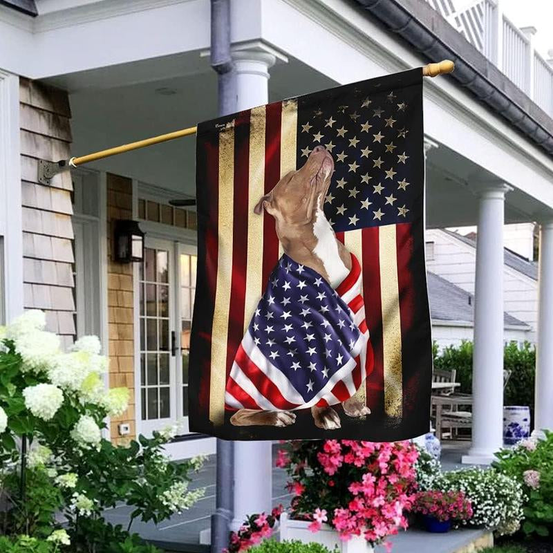 FLAGWIX English Bulldog House Flags, Dog Decor American Flag - 4Th of July Decorations for Home, Yard, House Flag - Patriotic Dog Decor, Double Sided, Heavy Duty Canvas Flag Indoor Outdoor