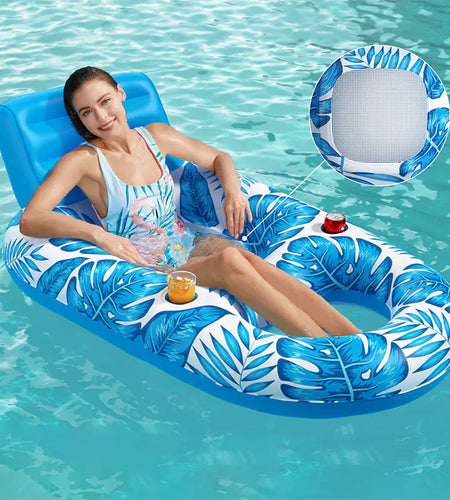 New Inflatable Leaf Lounge Float with Cup Holder
