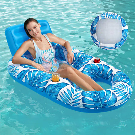 New Inflatable Leaf Lounge Float with Cup Holder