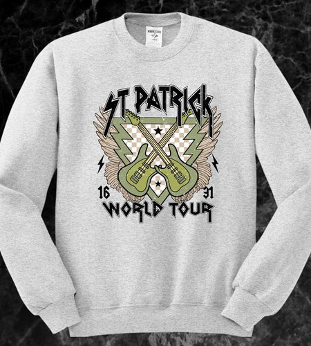St. Patrick World Tour Front and Back Concert Short Sleeve T-Shirt or Crewneck Sweatshirt