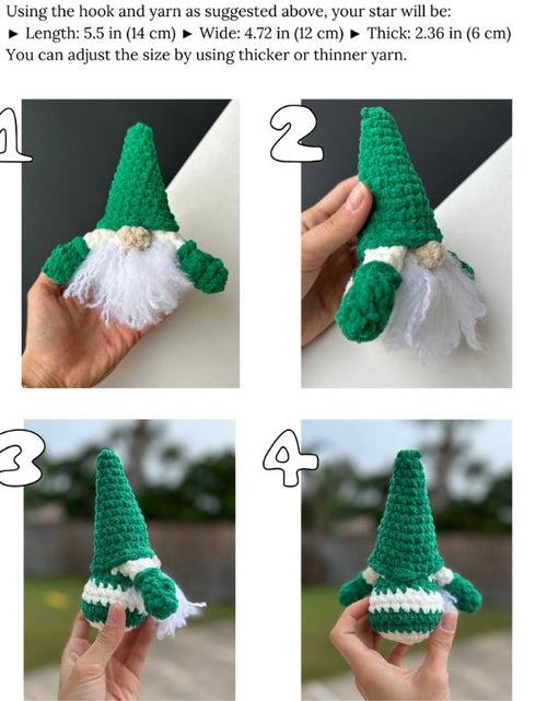 Load image into Gallery viewer, New Year DIY Crochet Kit: Beginner-Friendly Amigurumi Gnome Pattern for Christmas Ornaments and Unique Holiday Decor Handmade Gift Idea
