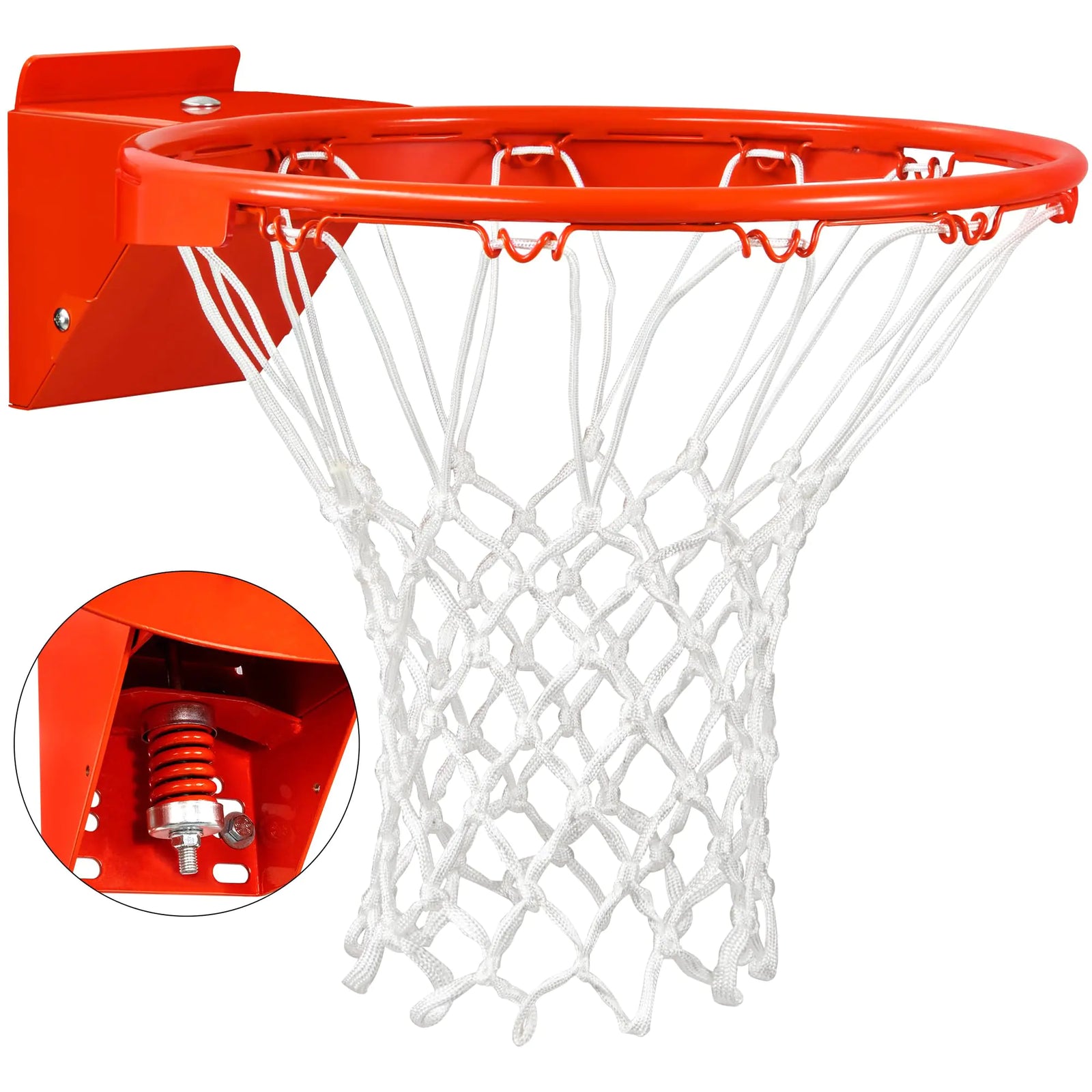 Basketball Rim Replacement Single-Spring Breakaway Basketball Rim Outdoor Indoor Universal 18 Inch Heavy Duty Basketball Hoop Rim and Net