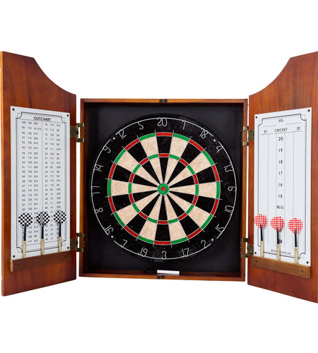 Trademark Games Racks Futons Trademark Games Beveled Wood Dart Cabinet Pro Style Board and Darts Pine 3.5 L x 21.5 W 24.75 H US