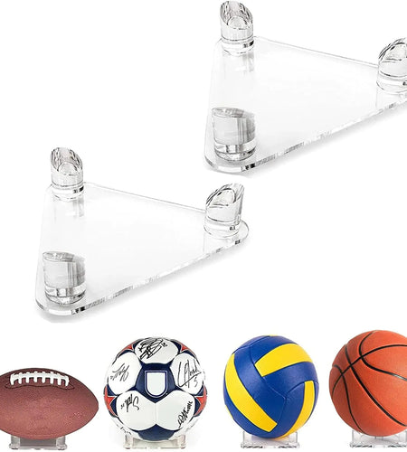 PETIT MANON 2 PCS Acrylic Basketball Stand Clear Display Stand for Basketball Ball Holder Storage for Basketball Football Volleyball Soccer Ball
