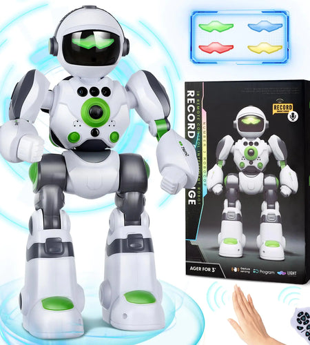 Zreswap Robot Toys Gift for Kids: Remote Control Robot Programmable Robot with Record Voice Music Dancing Gesture Control for Toddler Boys and Girls
