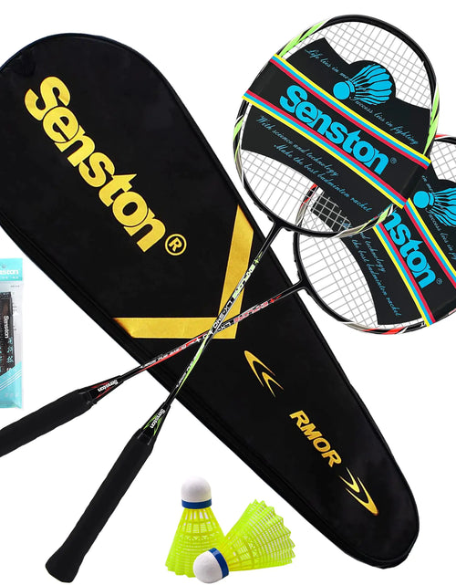 Load image into Gallery viewer, Senston Badminton Set Graphite Shaft Badminton Racket 2 Pack Badminton Racquets with 2 Shuttlecocks - Perfect for Beginners &amp; Outdoor Games
