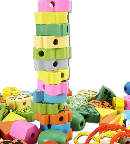 Wooden Bead Stringing Toy for Early Education