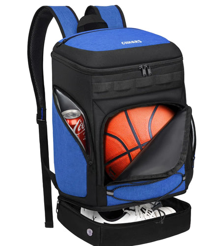 Ciihars Basketball Backpack Basketball Bag Large Sports Bag with Separate Ball holder & Shoes compartment Best for Basketball SoccerVolleyballGym（Blue）