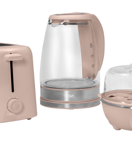 Egg Boiler, Kettle, & Toaster Kitchen Appliances Set – Back to School & College, Blush