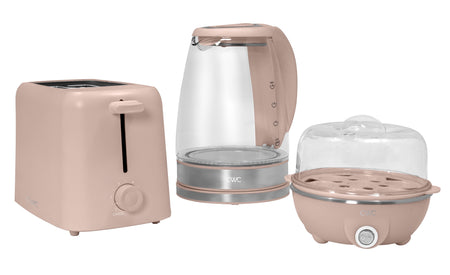 Egg Boiler, Kettle, & Toaster Kitchen Appliances Set – Back to School & College, Blush