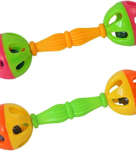 2 Pcs Bird Parrot Toy Rattle Birds Fun Exercise Plastic Double-Headed Bell Pet Toys Small and Medium Birds Foraging Foot Toy