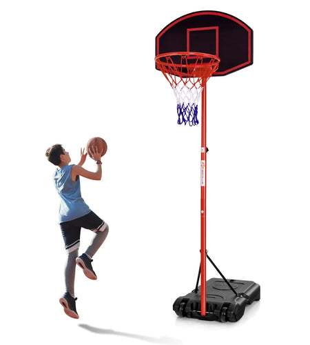 Goplus Portable Basketball Hoop Height Adjustable Basketball Goal System [6.5FT-8.5FT] w/Shatterproof Backboard Fillable Base & Wheels Basketball Stand for Adult Kids Indoor Outdoor Use