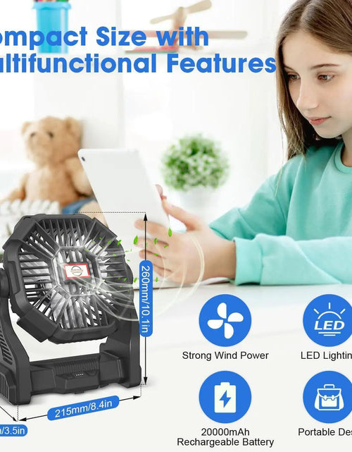 Load image into Gallery viewer, Portable Outdoor Rechargeable Camping Fan
