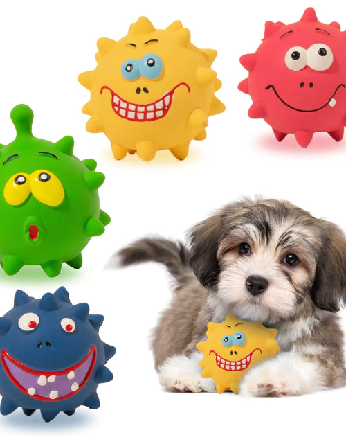 Load image into Gallery viewer, 4Pcs Squeaky Dog Toys Dog Toys Set Dog Balls for Large Medium Small Dogs Natural Latex Rubber Dog Balls Play Dog Balls Set Aggressive Chewers Friendly Pet Toys with Cute Faces for Fun
