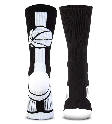 ChalkTalkSPORTS Basketball Performance Crew Socks - Basketball Superelite - Black & White - Basketball Mid-Calf Socks - Adult