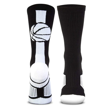 ChalkTalkSPORTS Basketball Performance Crew Socks - Basketball Superelite - Black & White - Basketball Mid-Calf Socks - Adult